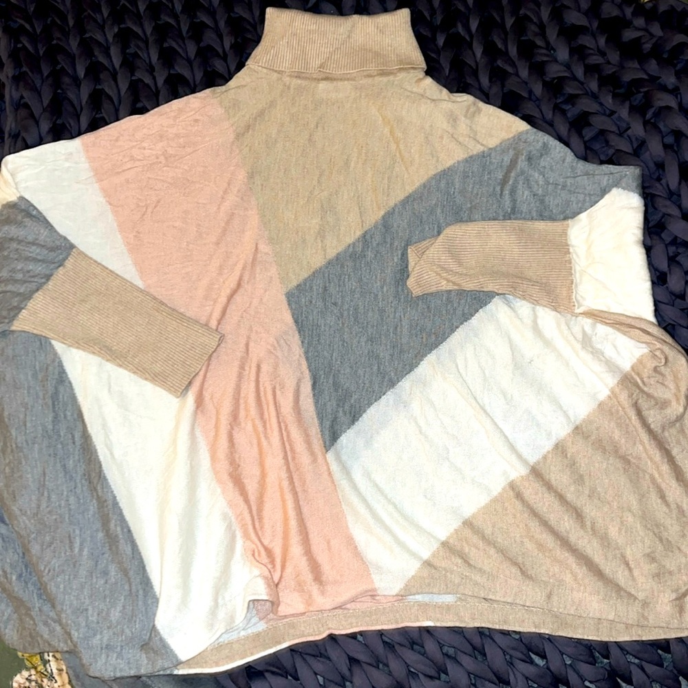 Calvin Klein colorblock poncho turtleneck